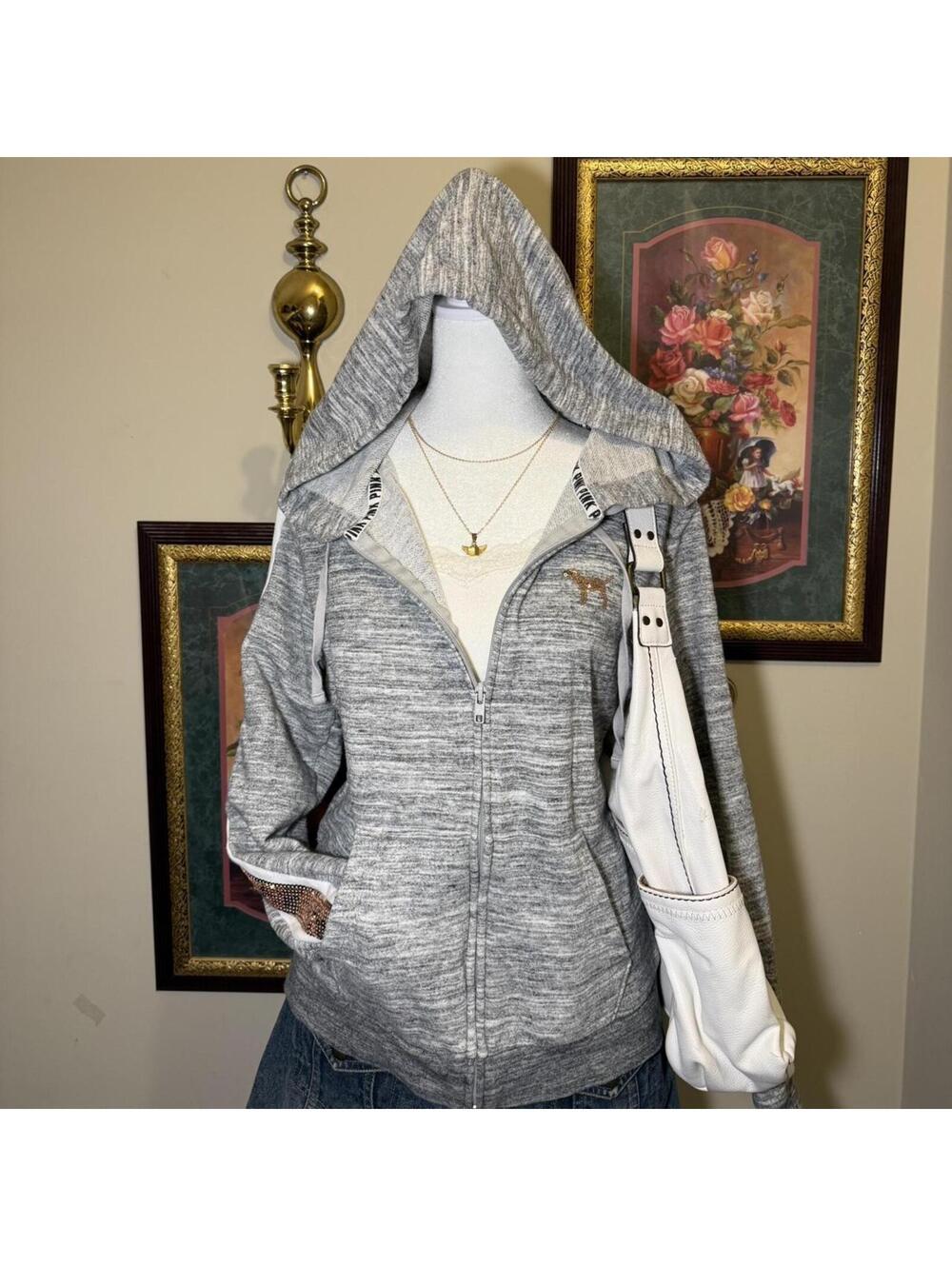 Y2K Victoria’s Secret Gray Zip-Up Hoodie